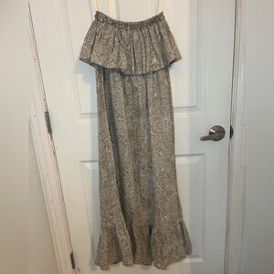 Strapless linen maxi dress